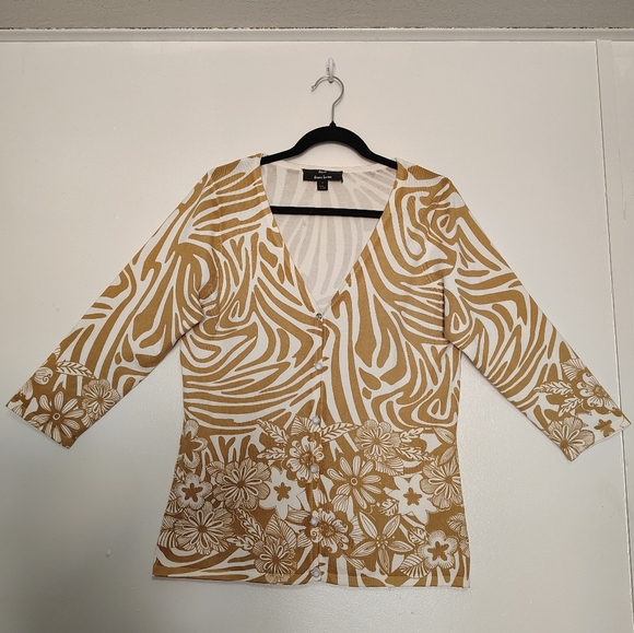 NWOT Dennis Basso cardigan sweater, animal print, fall winter, size S large. - Picture 12 of 13